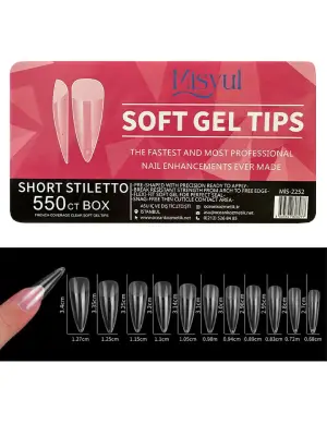 Short Stiletto Tips Protez Tırnak, 500′lü Protez Tırnak, Özel Kutulu - 1